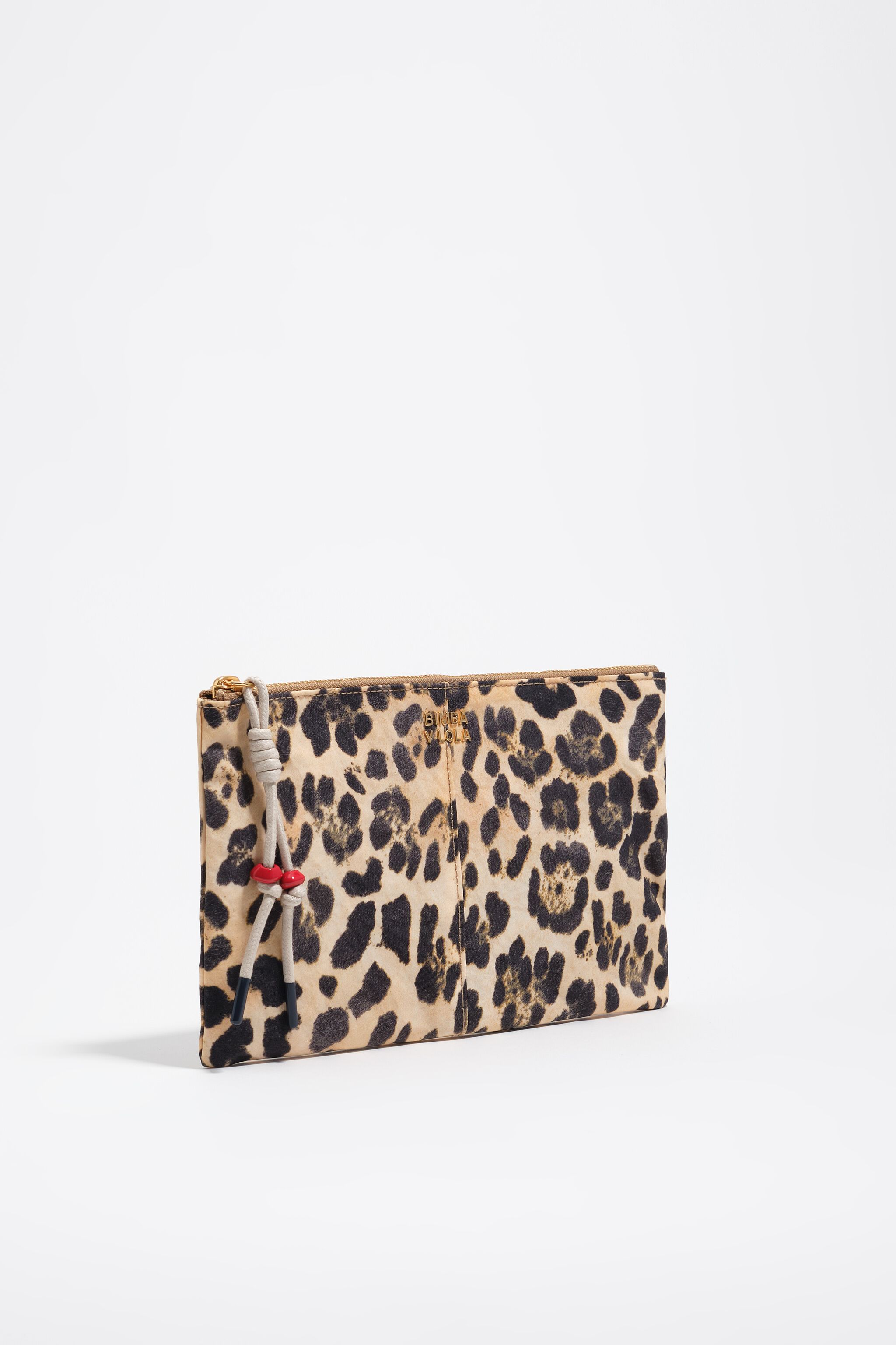 Estuche de maquillaje de nailon con estampado de leopardo natural