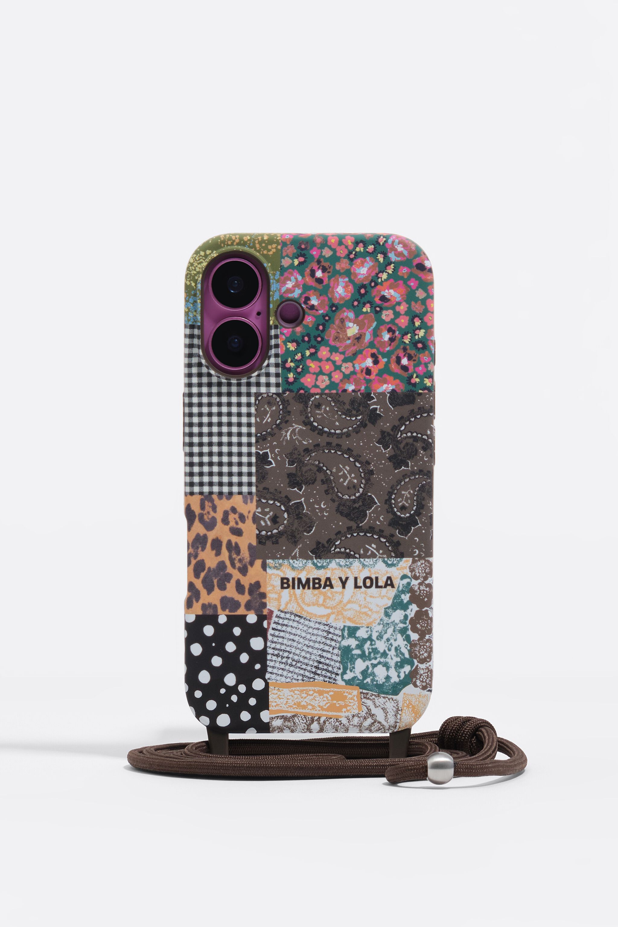 Funda rígida para iPhone 16 con diseño de patchwork