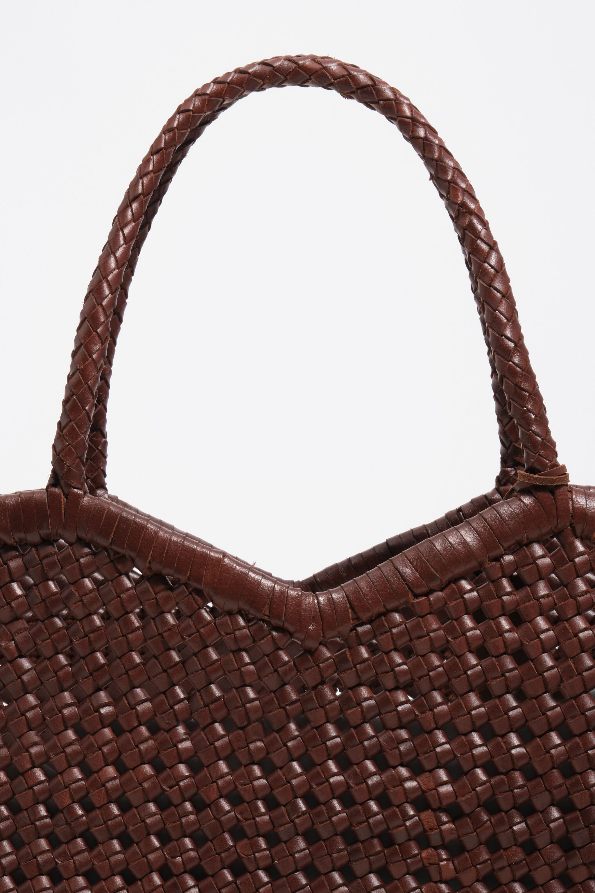 Bolso shopper de cuero de nogal trenzado grande