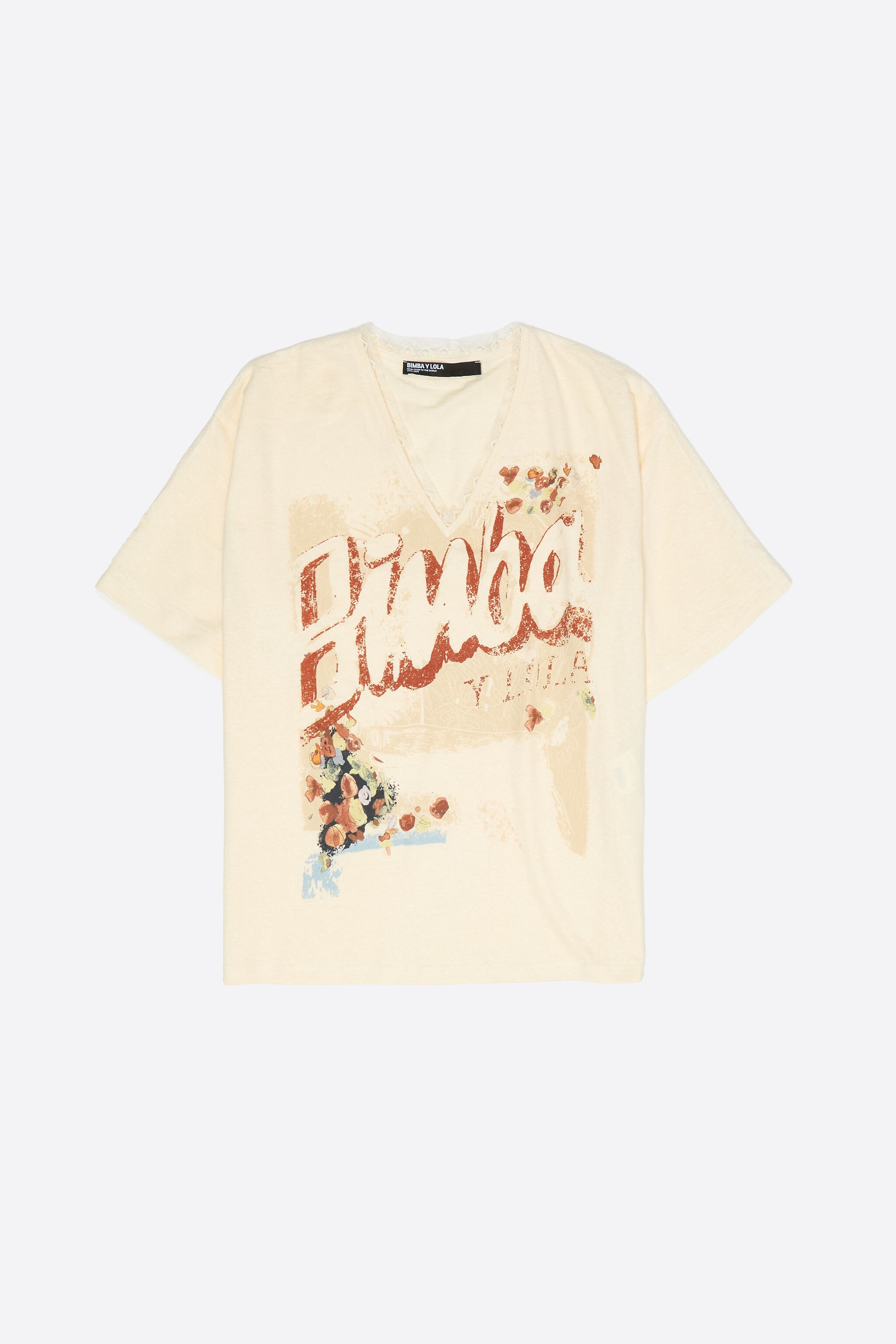Camiseta de lino desgastado de color marfil