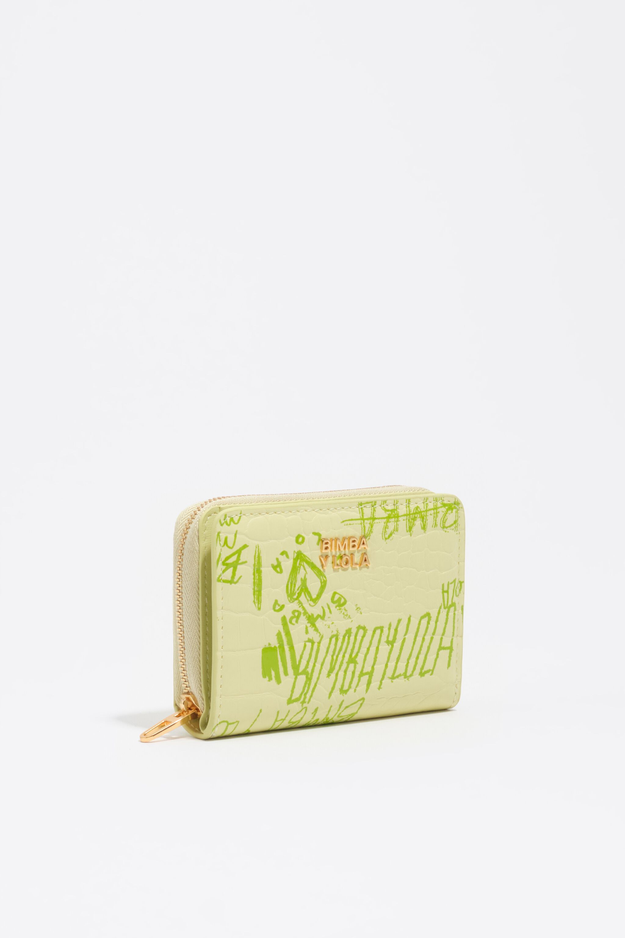 Billetera con logo BIMBA de color verde pastel