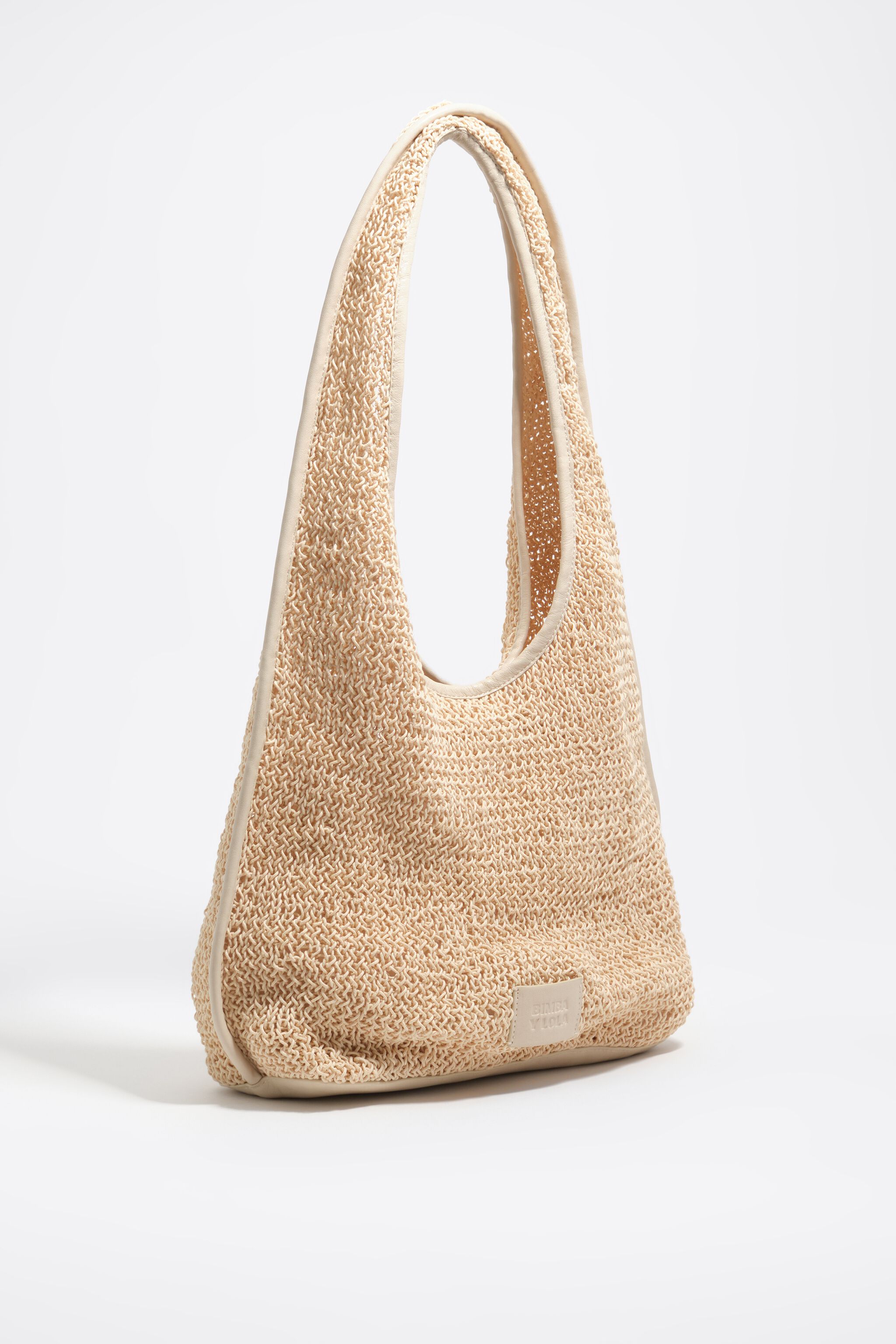 Bolso trenzado grande en marfil