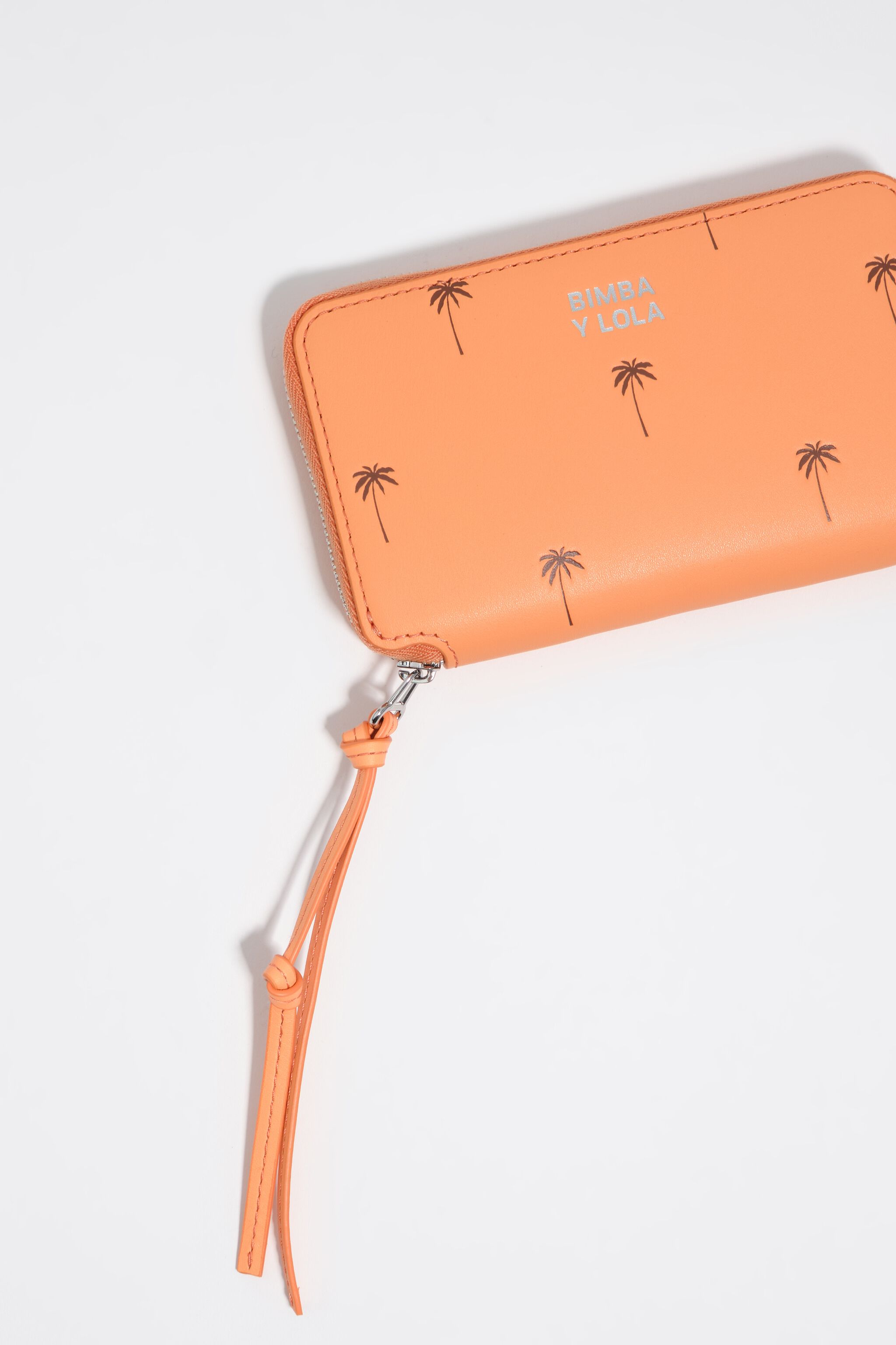 Billetera horizontal de cuero sorbete naranja mediano