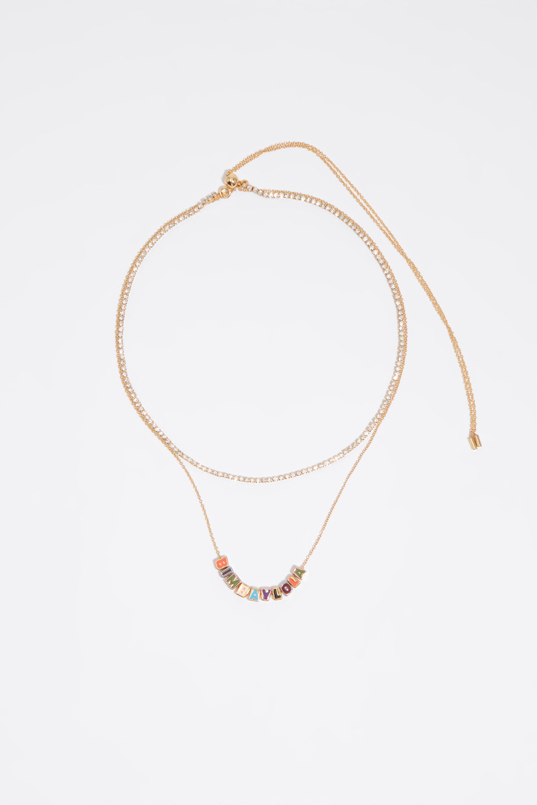 Collar doble con logo de dados multicolor