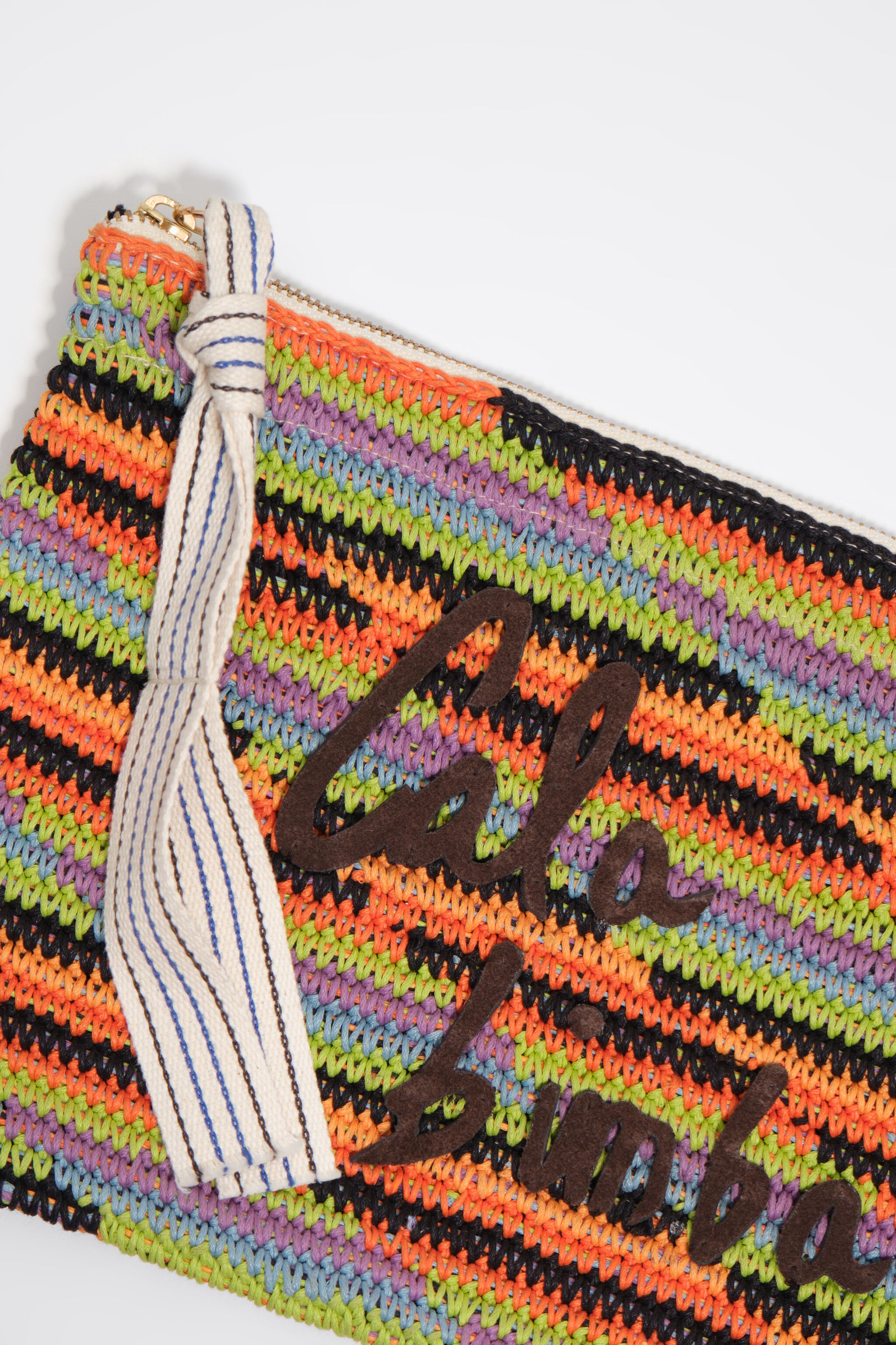 Bolso de mano de algodón trenzado naranja grande