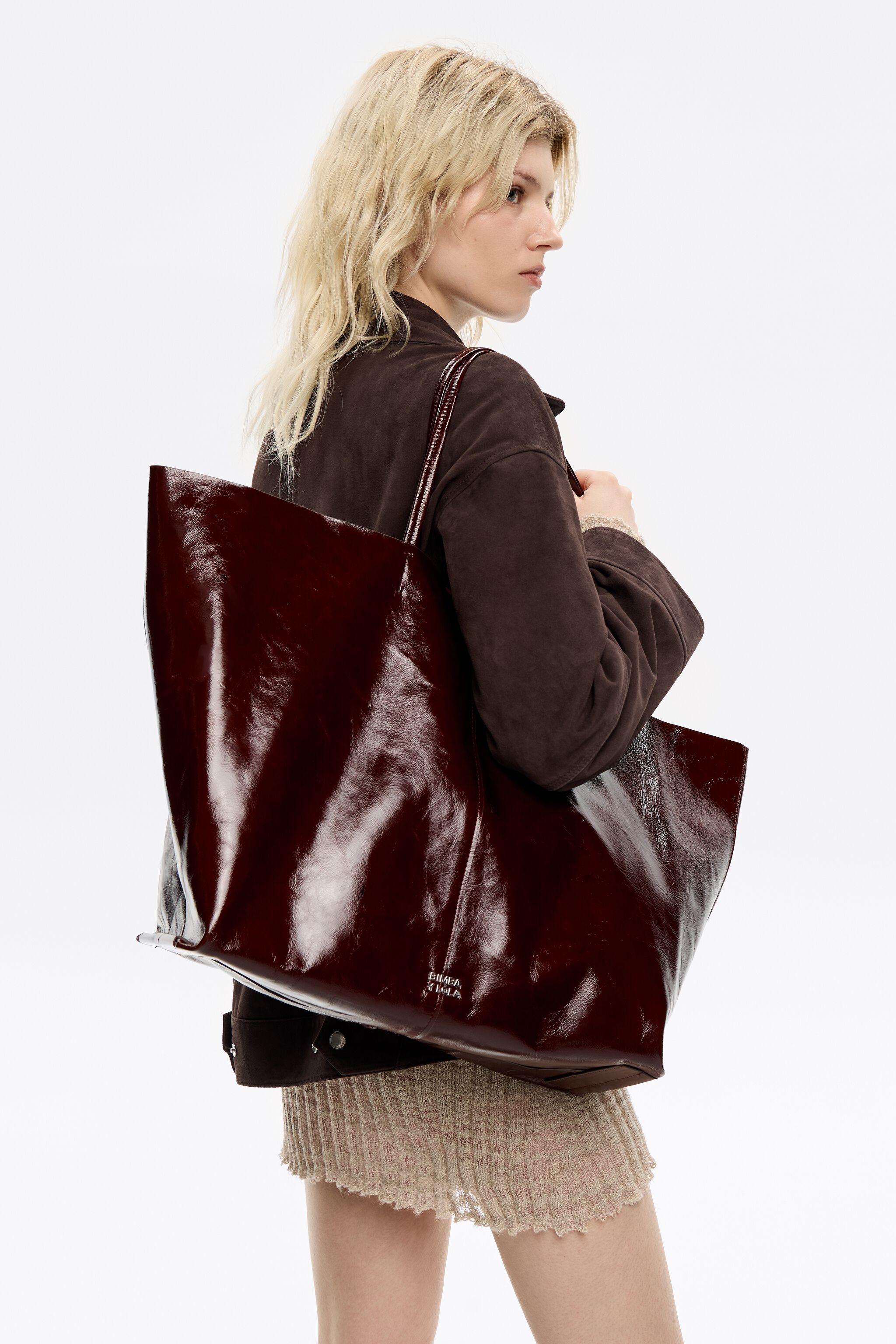 Bolso shopper de cuero marrón claro