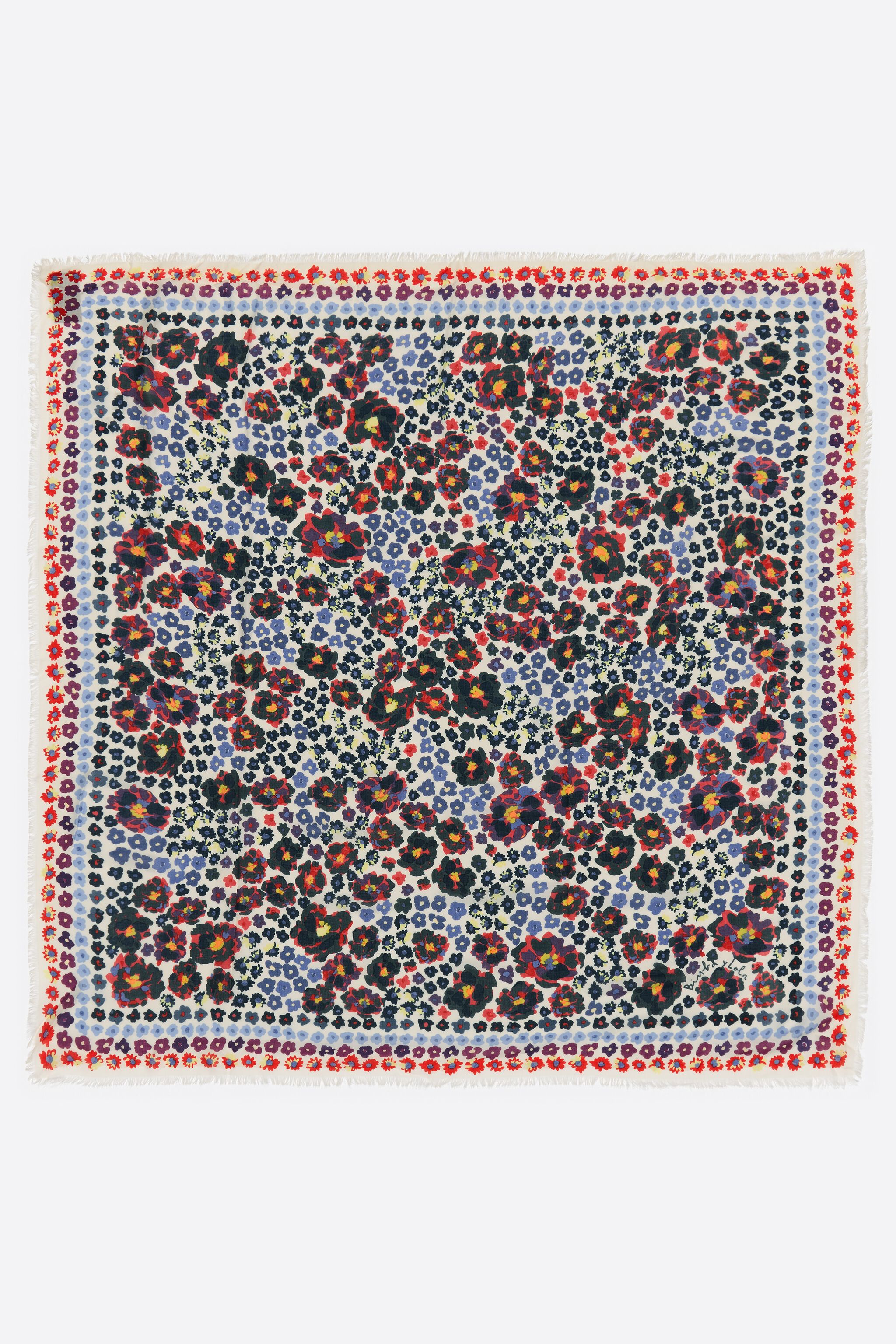 Chal floral acuarela beige