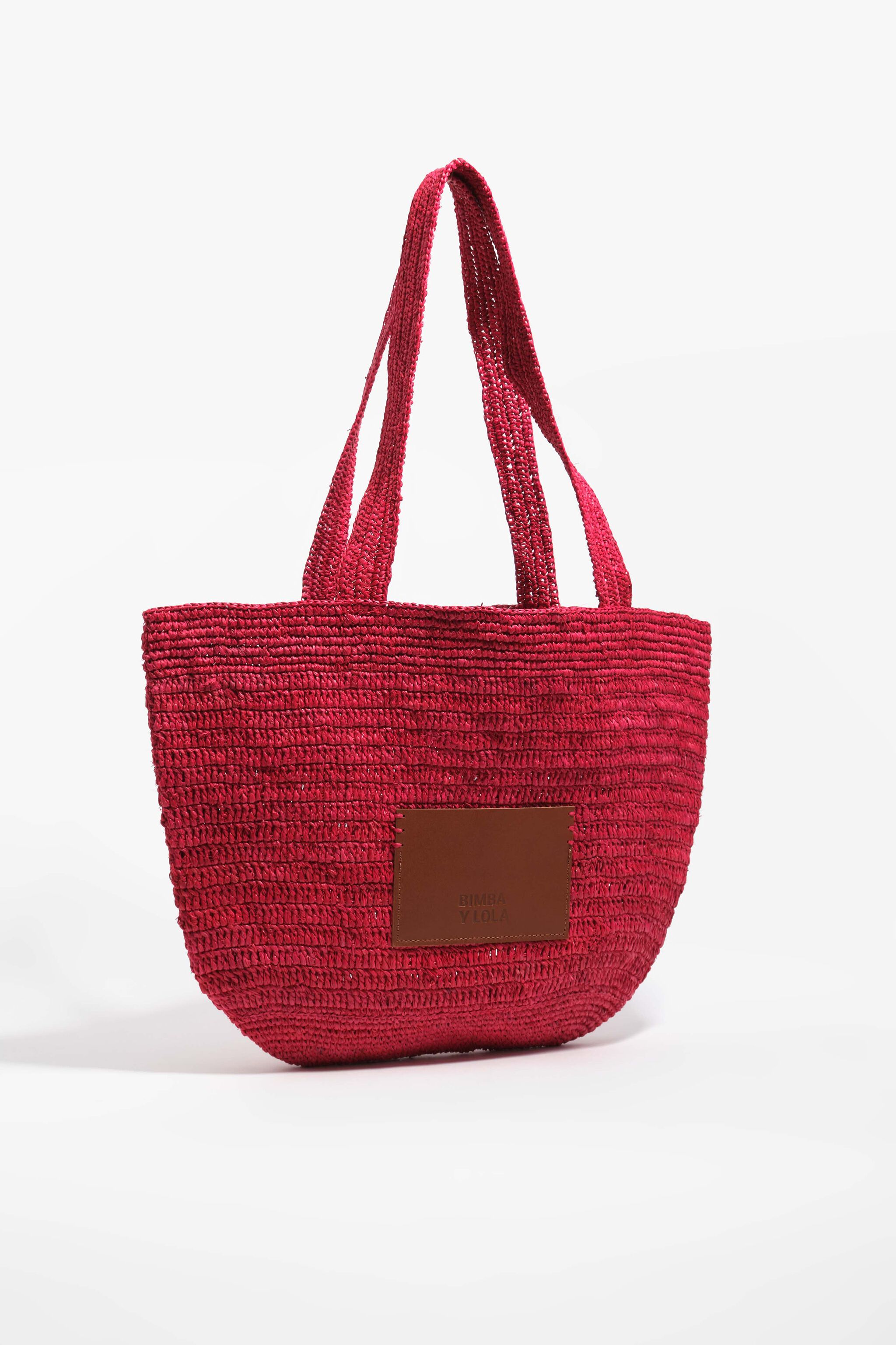 Bolso trenzado rojo grande